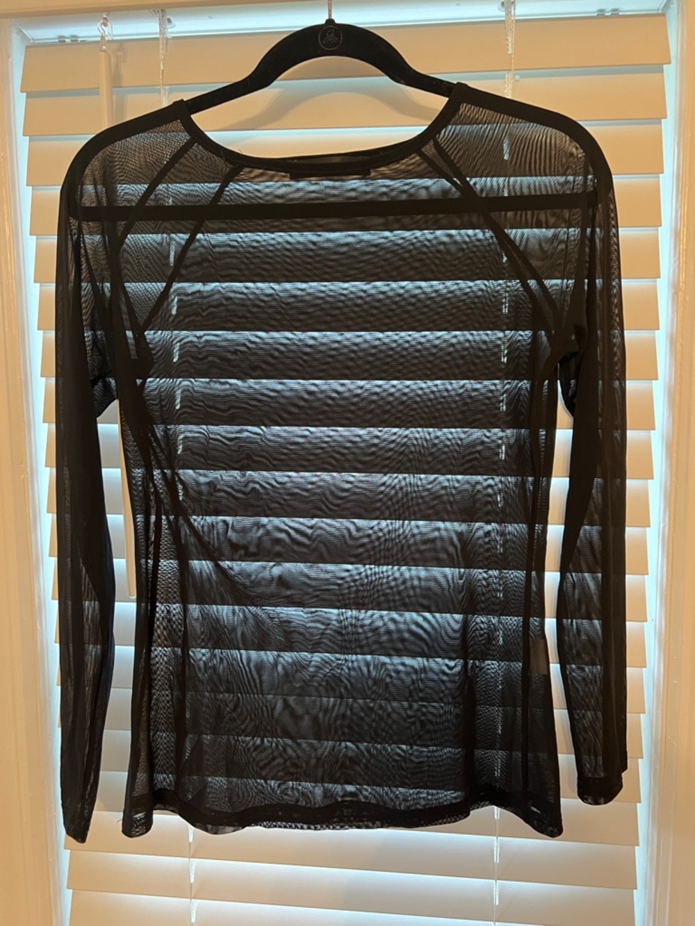 Zanzea Black Sheer Mesh Long-Sleeve Top